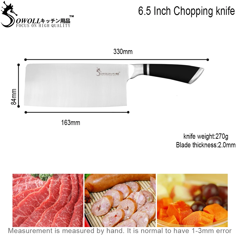 C.6.5 big knife 7 ''из нержавеющей стали рубящий нож изогнутая ручка Полный Тан шеф-повар нож Мясо рыба кухонный нож кухонный аксессуар свободная крышка - Цвет: C.6.5 big knife