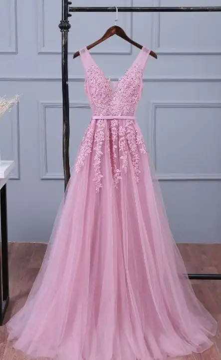 Vestido madrinha, новинка, тюль, расшитый бисером, сексуальный, v-образный вырез, а-силуэт, темно-синий, розовый, серебристый, серый, королевский синий, бордовые платья для подружки невесты со шлейфом