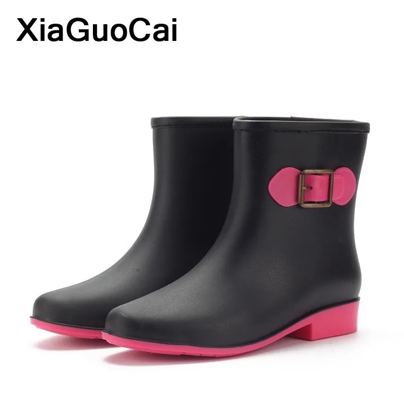 Купить Fashion Woman Rainboots Waterproof PVC Female Ankle Boots Spring Autumn High Quality Ladies Shoes 2021 Women Botas Dropshipping  | Отзывы и видеообзор (4000754631749)