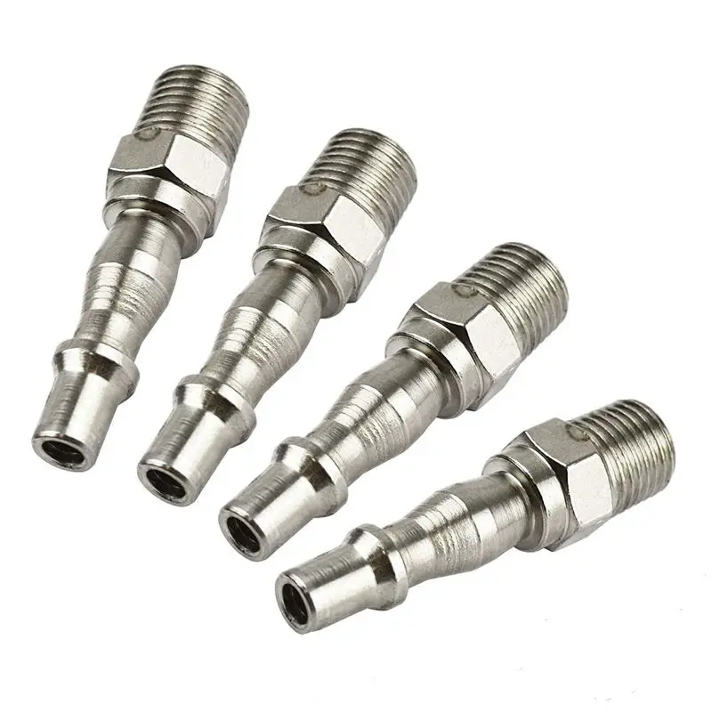 

New Air Line Hose Fitting Connector Quick Release 1/4 Male Thread 5pk