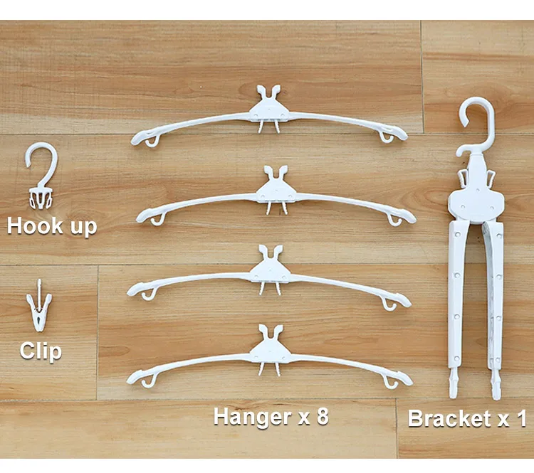 Rotate Anti-Skid Folding Hanger Plastic Drying Rack Magic Clothes Hangers Space Savers Organizer Multi Functional Adult White (11)