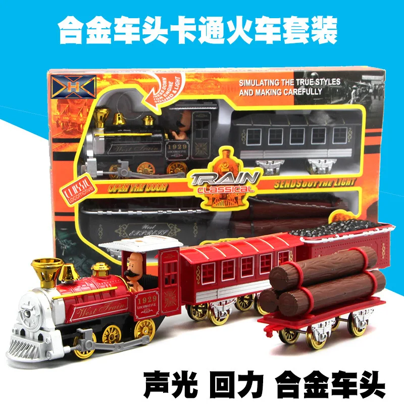 

Vintage Steam Train Suit 4 Section-Alloy Models Toy Children Train Toy with Sound And Light Warrior