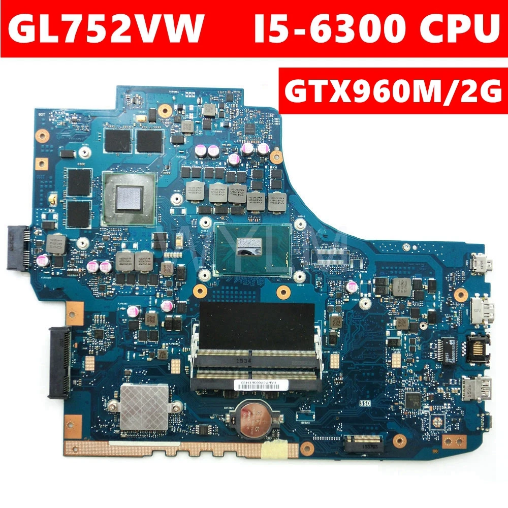 ROG GL752VW MB._ 0 M/I5-6300HQ/AS GTX960M 2 ГБ для Asus GL752V GL752 GL752VW материнская плата для ноутбука REV2.0 90NB0A40-R00010 тест