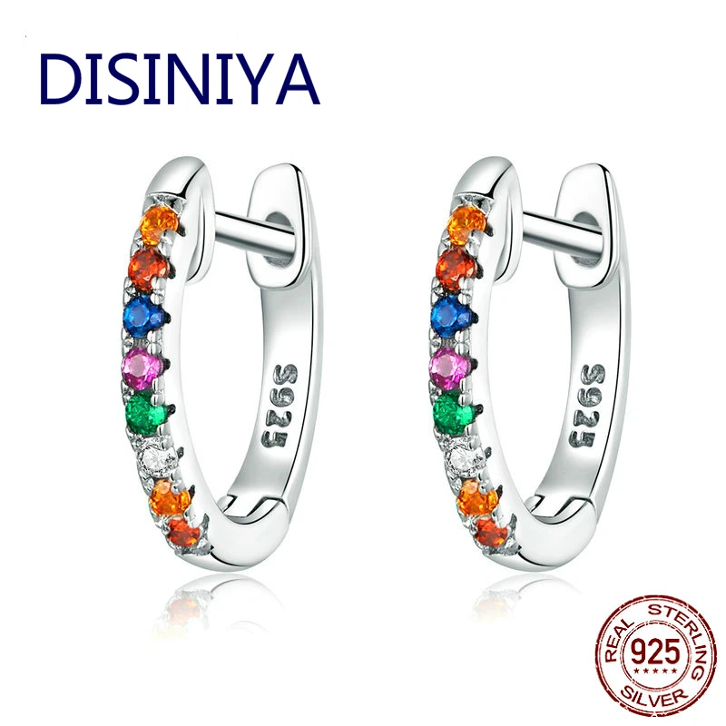 

DISINIYA 100% Real 925 Sterling Silver Colorful Zircon Earrings For Women Jewelry Making Colorful Life Earring Jewelry ECQE00721