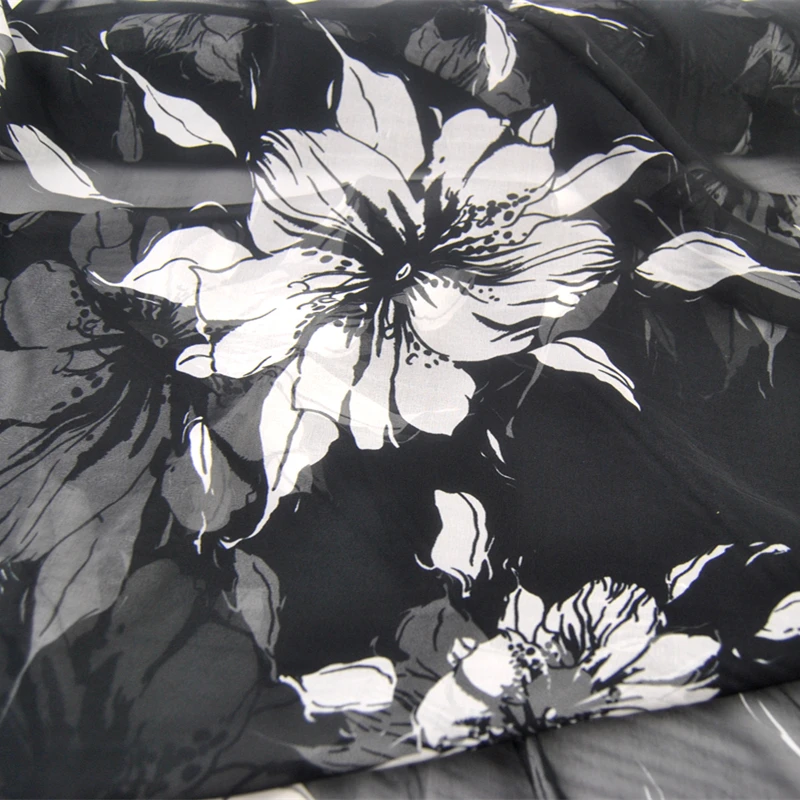 

Wide Black Big White Silk Georgette Frivolous Dress Shirt Fabric Cloth