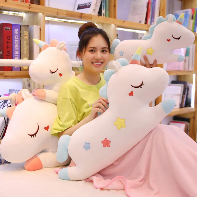 

INS Online Celebrity Unicorn Pillow And Blanket Unicorn Doll Plush Toys Airable Cover Napping Pillow Blanket Customizable