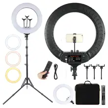 FOSOTO-Lámpara de fotografía de Anillo de luz Led, lámpara de anillo de maquillaje con trípode para Youtube, FT-54, 21 pulgadas