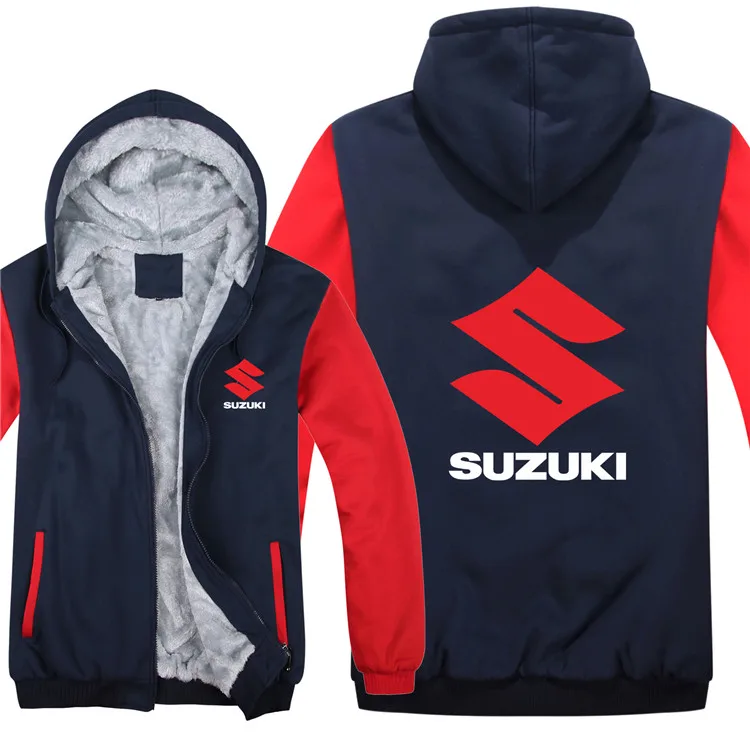 Мотоцикл Suzuki толстовки куртка зимний мужской пуловер Мужское Пальто Повседневное шерстяное лайнер флис Suzuki толстовки