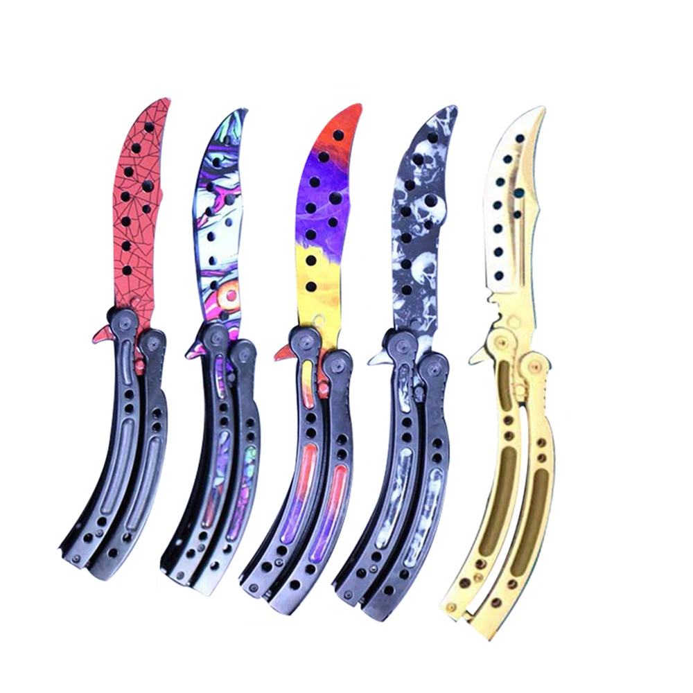 CS GO бабочка в ноже Karambit складной нож тренировочный нож подарок balisong Практичный Нож не заточенный металл