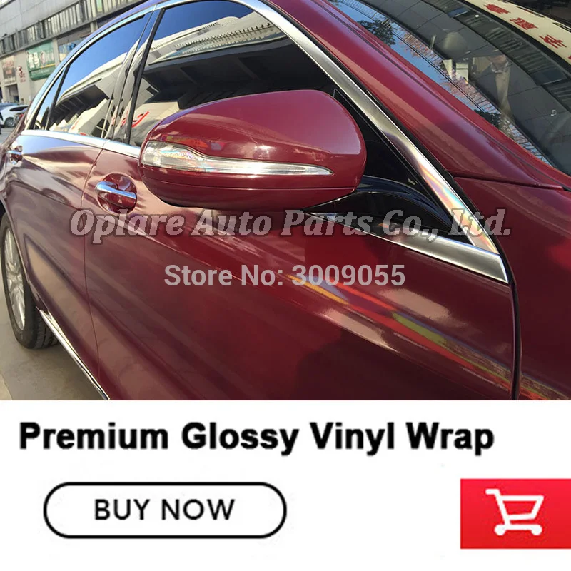 

high end dark Red Glossy Vinyl Wrap Car Sticker With Air Bubble Free Gloss Film gloss burgundy wrapping Vehicle Wrapping Foil