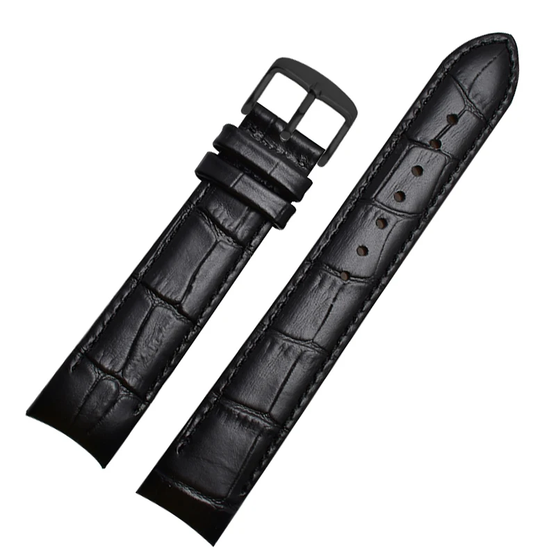 Genuine Leather Bracelet Curved End Watch Strap - Premium Adjustable Band