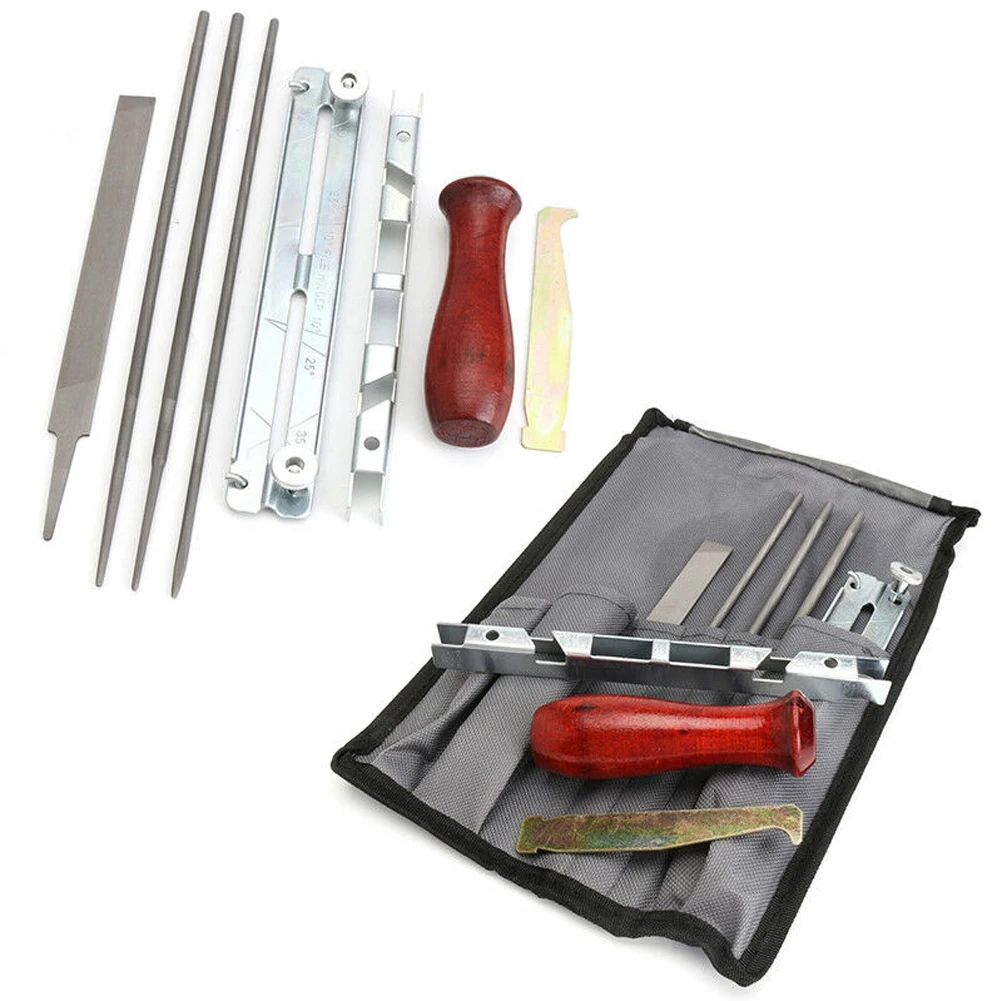 

8pcs Chainsaw Sharpening Kit Durable Guide Bar Cleaner Steel Flat Handle File Instructions Depth Gauge Tool Practical Set