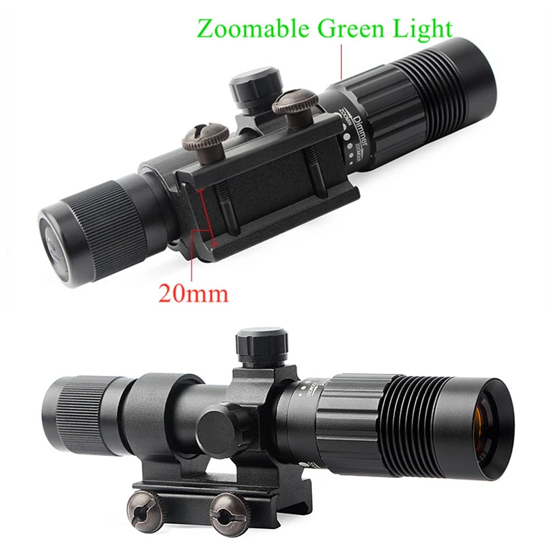 Tactical Zoomable Flashlight Torch with Green Light Adjustable Focus