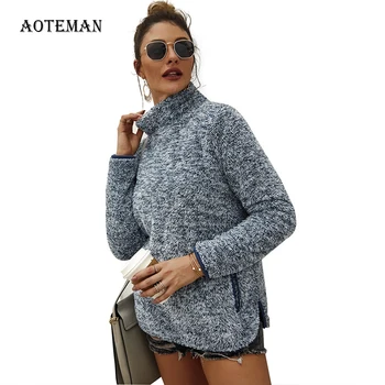

Autumn Winter Hoodies Sweatshirts Women 2019 Casual Turtleneck Pullover Oversize Teddy Jacket Female Outwear Fourrure Femme
