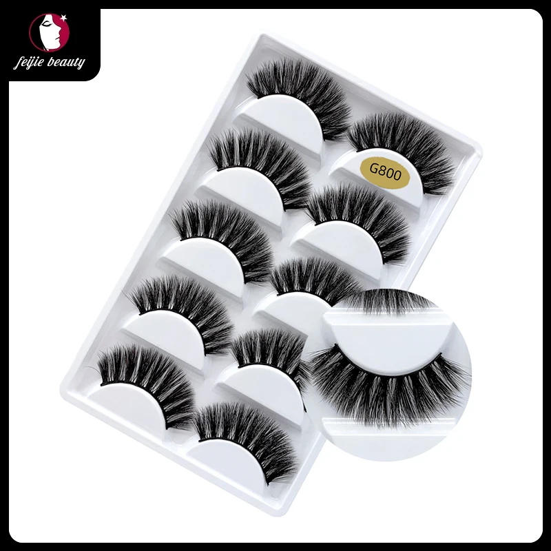 

5 Pairs 3D Faux Mink Hair False Eyelashes Natural Long Wispies Lashes Handmade Criss-cross Eyelash Makeup Thick Lash Wholesale
