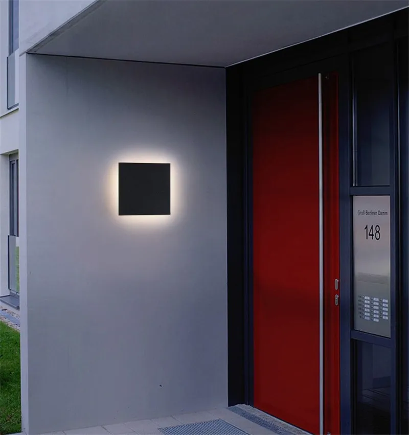 Открытый светодиодный настенный светильник водонепроницаемый квадратная круглая настенная лампа крыльцо сад прохода коридор настенное