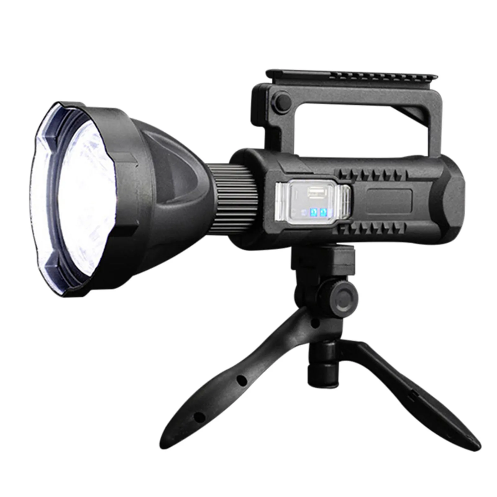Rechargeable Searchlight Handheld LED Flashlight Spotlight 50W Electric Torch as Power Bank Power Display WWO66 photo