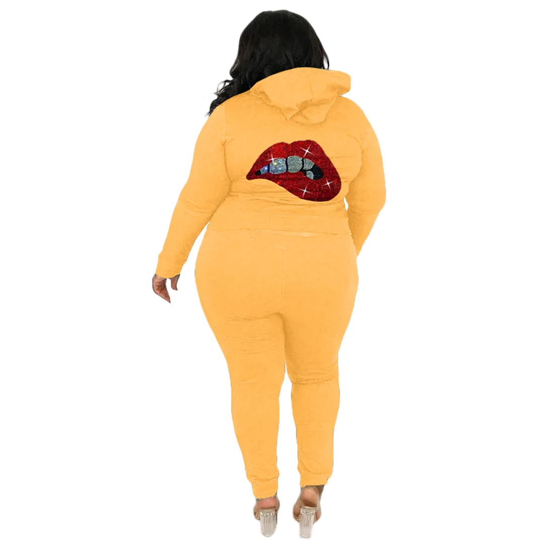 Roupas de Treino Inverno Mais Tamanho Define Femininas Cor Sólida Manga Comprida Hoodies Calças Ternos Sportsuit Atacado Dropshipping Xl-5xl 2022 6 Plus size Conjuntos