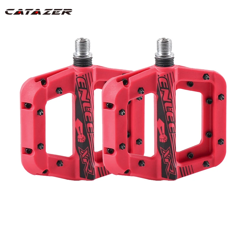 

Ультралегкие велосипедные педали Catzer, Нескользящие, нейлоновые, для горных велосипедов, велосипедные плоские, подшипник DU, велосипедные педали