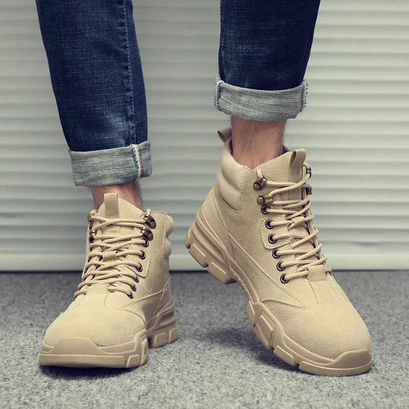 

2019 New Style plus Velvet Men's Boot Autumn And Winter Hight-top Martin Boots Men's Genuine Leather Combat Boots England MEN'S
