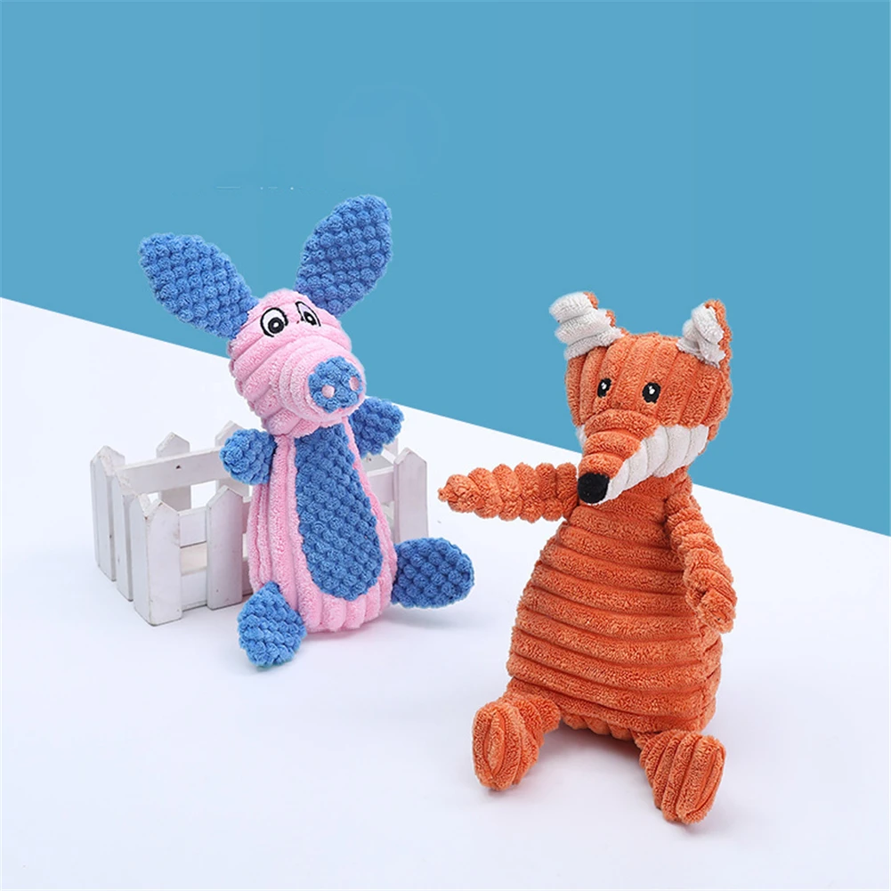 

Cute Pet Plush Toy Fleece Stuffed Animal Shape Dog Chew Squeaky Toys Puppy Clean Teeth Molar Honking Sounding Toy Pets Gift
