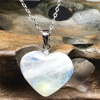 

Top Natural Blue Light Moonstone Heart Pendant For Woman Man Silver Crystal 18x6mm Beads Stone Necklace Pendant Jewelry AAAAA