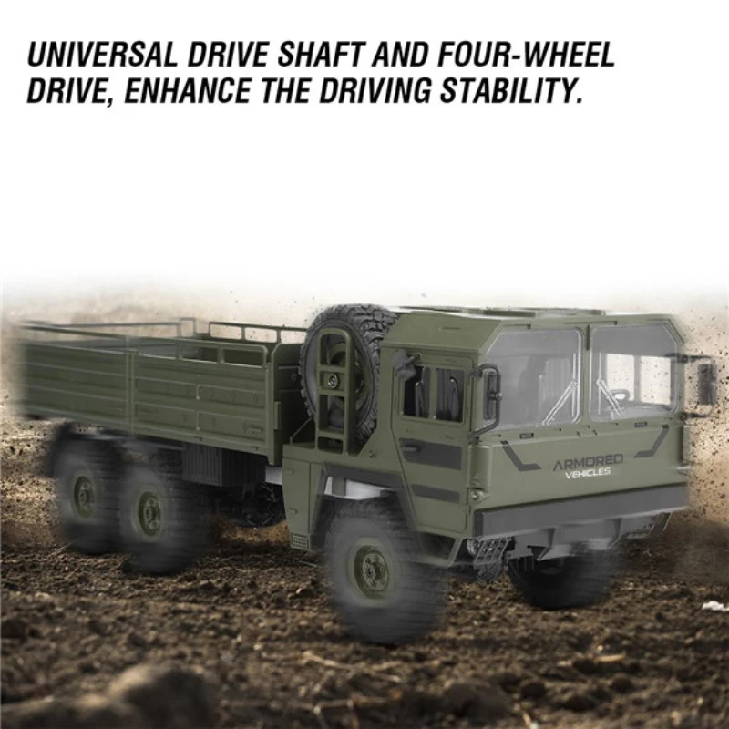 Children Chrismass Gift Large Military Radio Control Truck 2.4G Loading 6WD 6 Wheel RC Army Truck Toys Rock Crawler Electric Toy