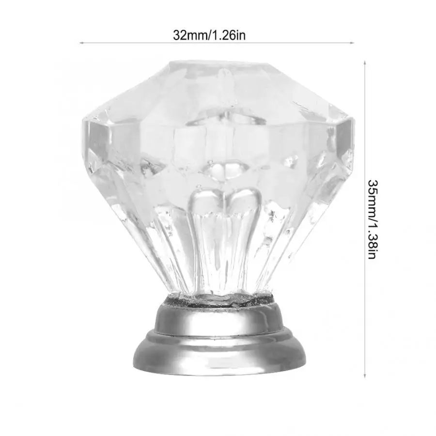 Kitchen Cabinet Handles 1PCS 32mm Diamond Shape Crystal Glass Pull Handle Cabinet Drawer Cupboard Knob Furniture Knob