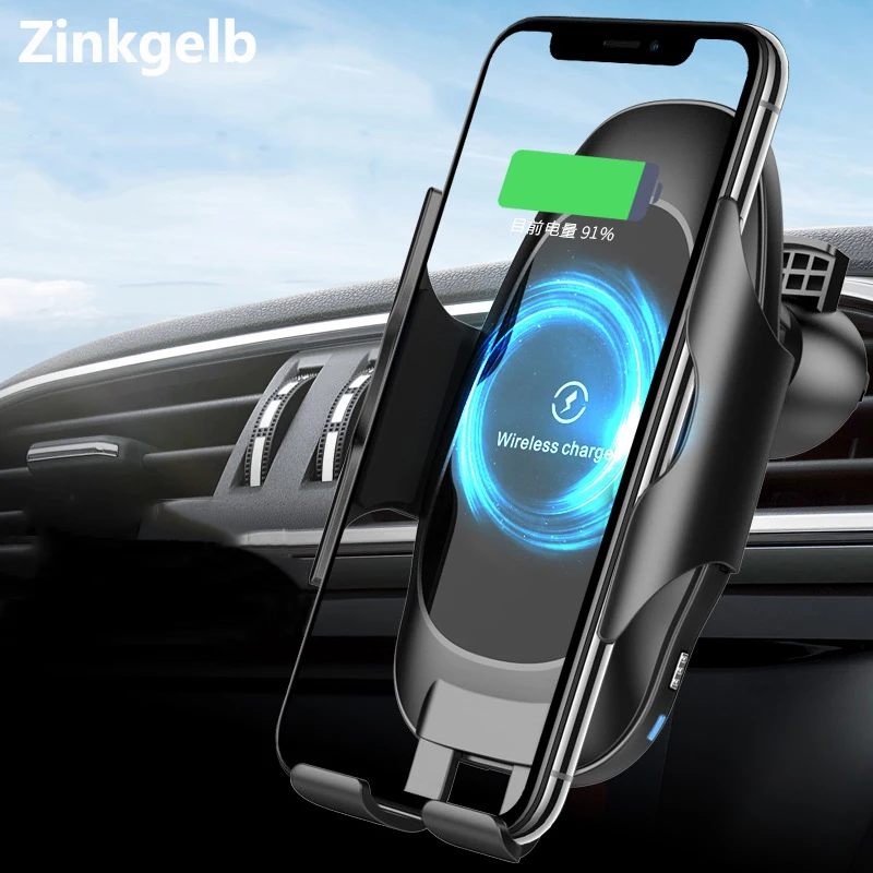 

Smart Wireless Car Charger Holder 10W Mobile Phone Fast Charging Automatic Clamping Car Wireless Charger Air Vent Mount Stand
