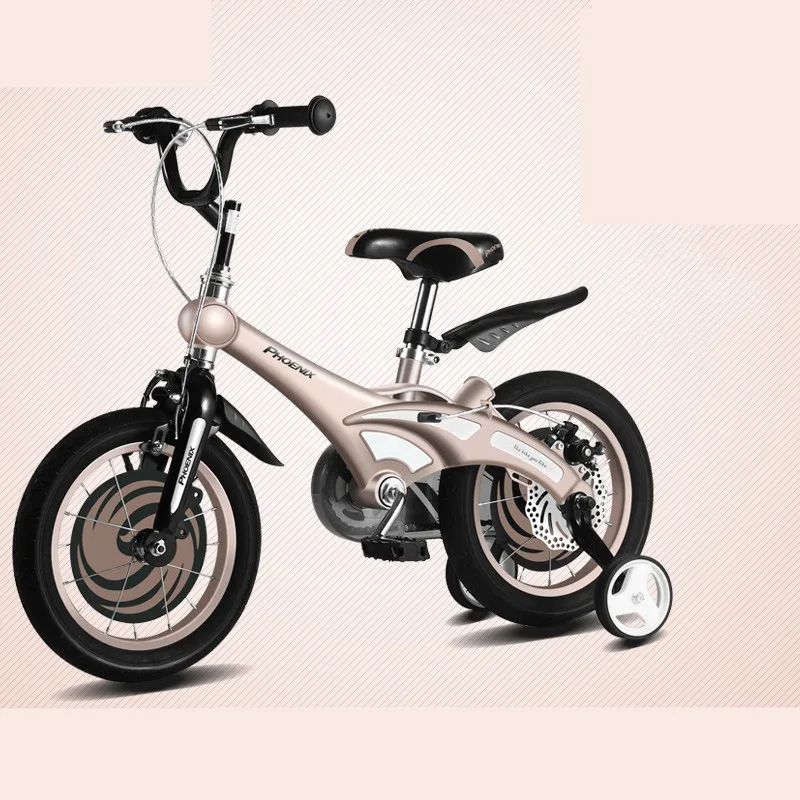 New Brand Magnesium Alloy Frame Child Bike 12/14/16 inch Auxiliary Wheel Dual Disc Brake Bicycle Boy Girl Children buggy