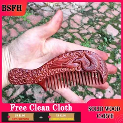 Blood Sandalwood Wooden Comb Gift-giving Home Africa Lobular Rosewood Carving Dense Tooth Comb