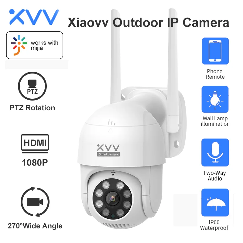 Xiaovv Смарт P1 наружная камера 1080P 270 ° PTZ поворот Wifi веб гуманоидный обнаруживает