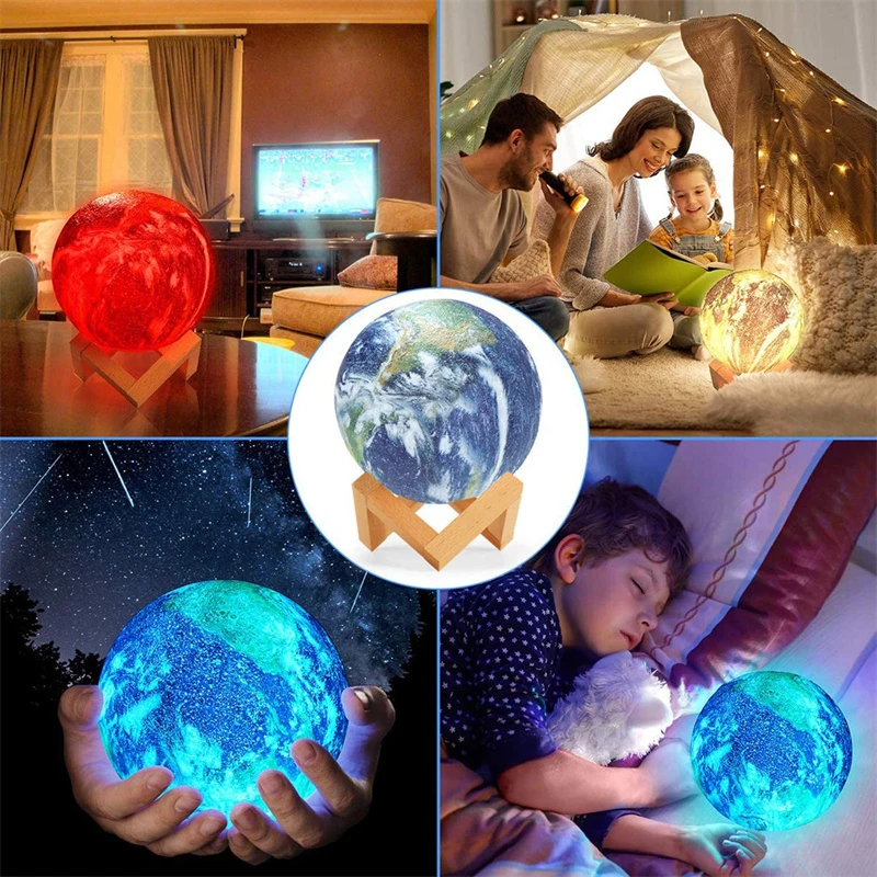 3D Earth Lamp Night Light Galaxy Lamp 15CM 16 Colors LED 3D Earth Light Change Touch And Remote Control Galaxy Light For Gifts home depot dinosaur light