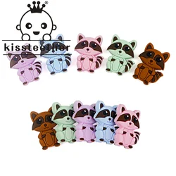 Kissteether New Silicone Beads Teething Cartoon Fox Beads Animals 5pcs DIY For Children Newborn Baby Teether For Teeth Toy Gift