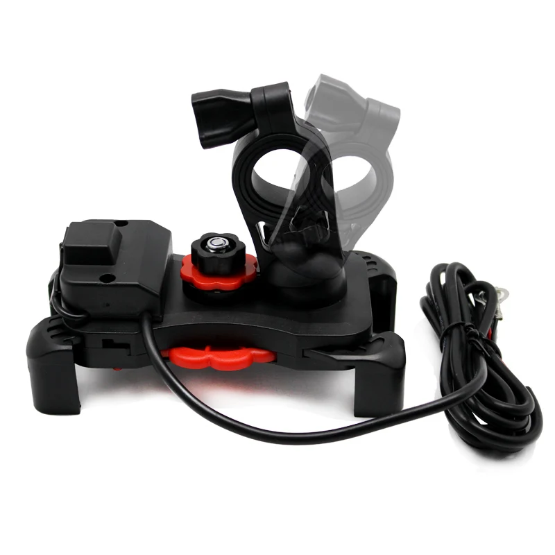 Phone Holder for iPhone Samsung Motorcycle Mobile Cellphone Holder Bike Handlebar Clip Stand GPS Mount Bracket 12V Double USB