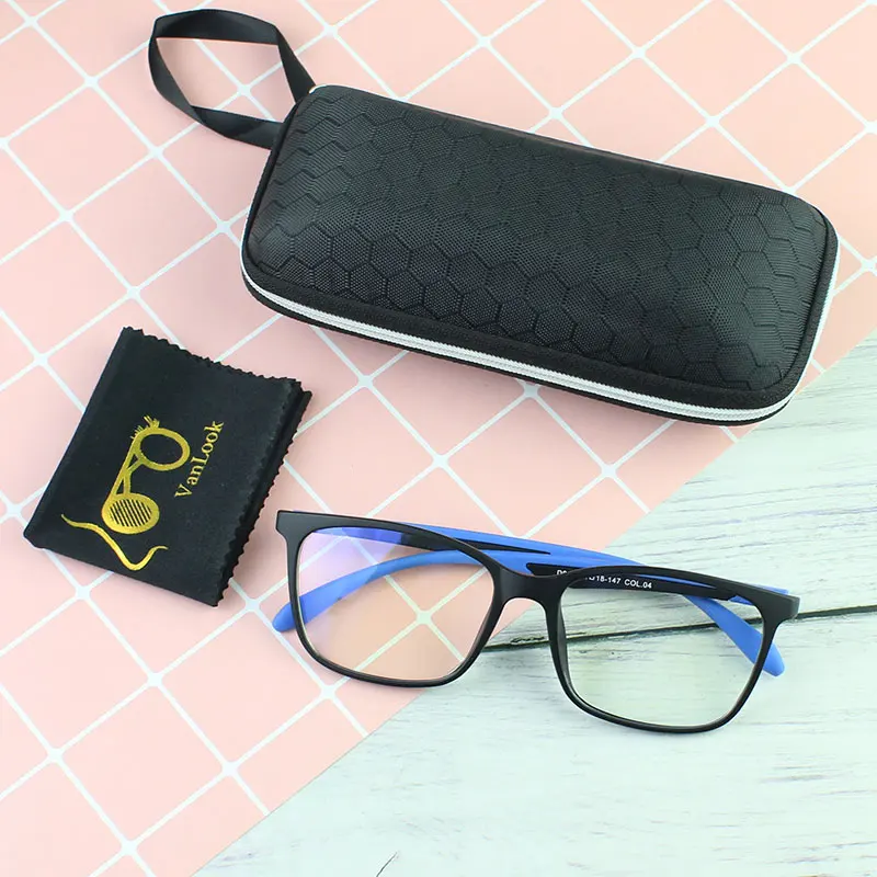 Black Blue VANLOOK Анти Blue Ray светильник Блокировка компьютерные очки прозрачные игры негабаритных для мужчин женщин Винтаж рамки Kacamata анти радиус - Цвет оправы: Black Blue