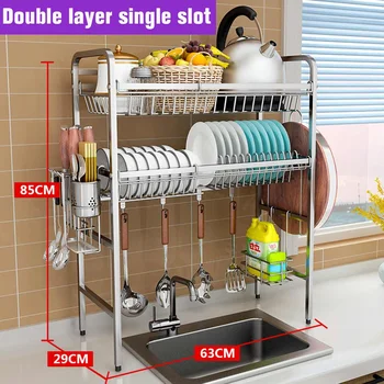 

Stainless Steel Kitchen Sink Drain Rack Bowl Chopstick Dish Rack Storage Organization Shelf For Kitchen Home Decor