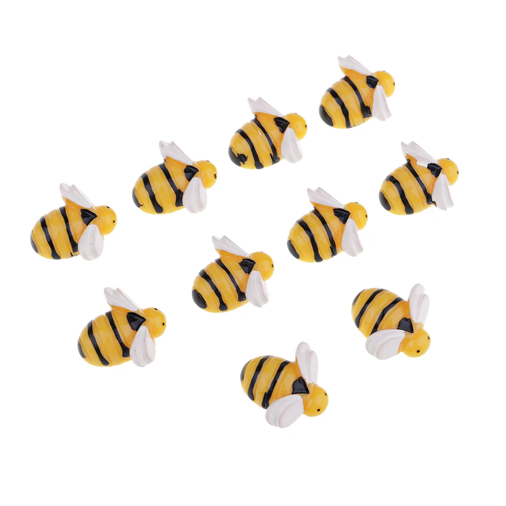 10pcs Mini Bee Shape Resin Flatback Dollhouse Miniature Garden Ornaments