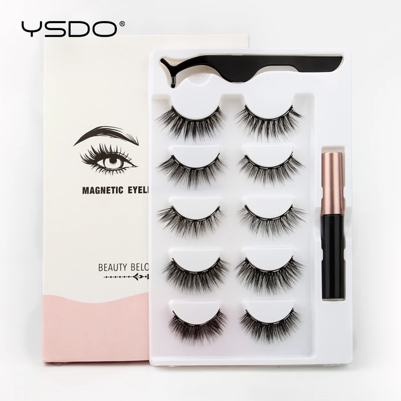 Magnetic Eyelashes 3/5/10 Pairs Natural Long False Eye Lashes 3d Mink Lashes Eyeliner Tweezers Sets Makeup Faux Cils