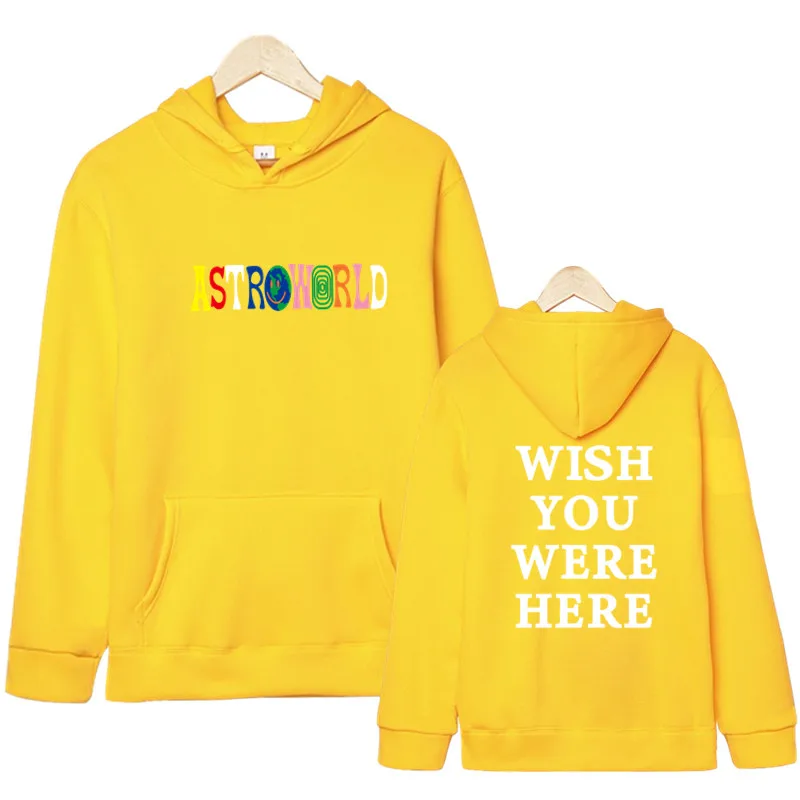 yellow Модные толстовки ASTROWORLD для мужчин/женщин, толстовка в стиле хип-хоп с капюшоном, принт астромир, толстовки, мужские свитера большого размера - Цвет: yellow