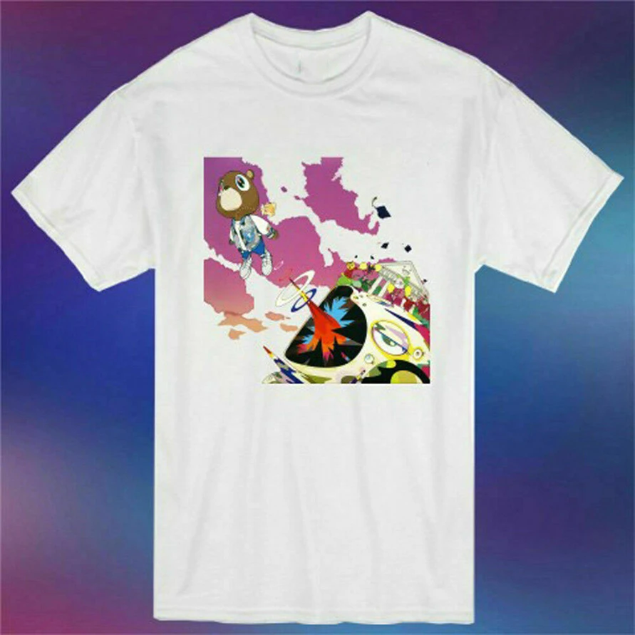 Neu Kanye West Graduation Album Famous Rapper Men S White Logo T Shirts 