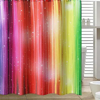 

Polyester Indoor Fashion For Bathroom Waterproof With Hook Home Decoration Colorful Rainbow Shower Curtain Gift Printed Washroom