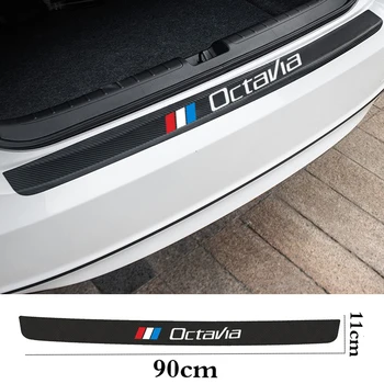 

Leather Carbon Fiber Car Trunk Guard Plate Protector Rear Bumper Sticker For Skoda Octavia 2 3 A7 A5 VRS MK1 MK2 MK3 Accessories