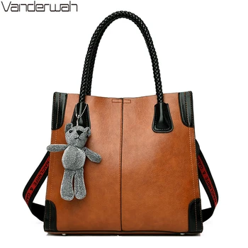 

Fashion Ladies Tote Hand Bags Cute Bear Pendant Women Shoulder Bags High Quality Crossbody Bags for Women 2019 Bolsas De Mujer