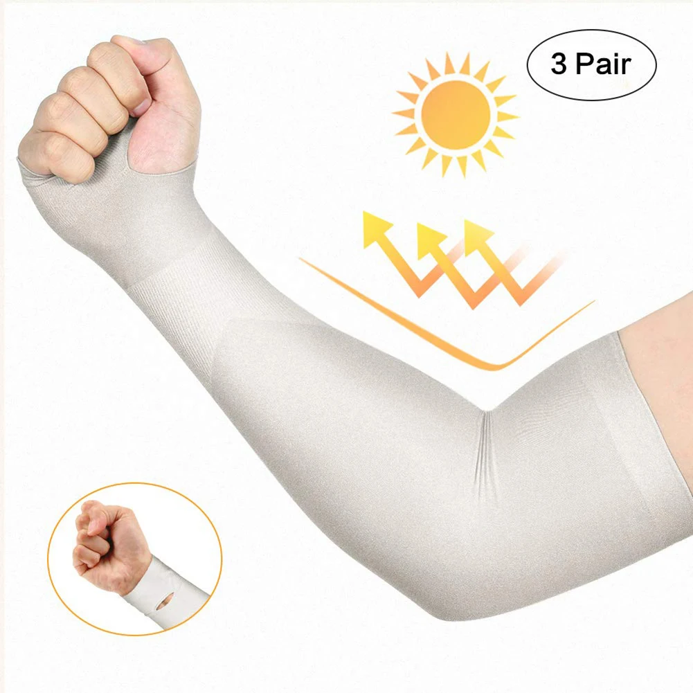3 Pairs Arm Sleeves Warmers Sports Sleeve Sun UV Protection Hand Cover Running Fishing Cycling Ski Breathable Sunscreen Bands