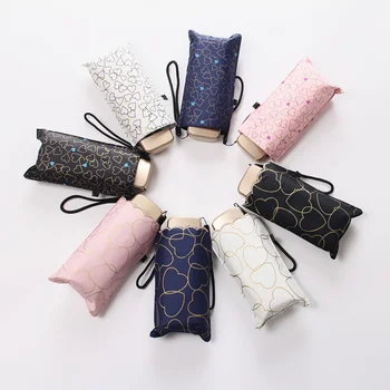 

Love Portable Mini Folding Umbrella Black Coated UV Protection Umbrella Creative Parasol Lady Umbrella
