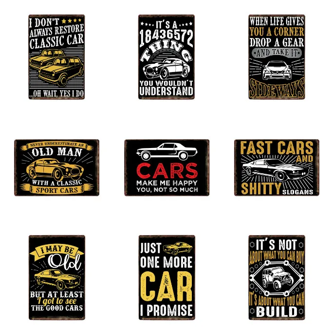 

Cars Metal Poster Vintage Metal Sign Plaque Home Decor Plate Pub Bar Club Garage Shop Decorative Wall Art Iron Painting 20x30cm