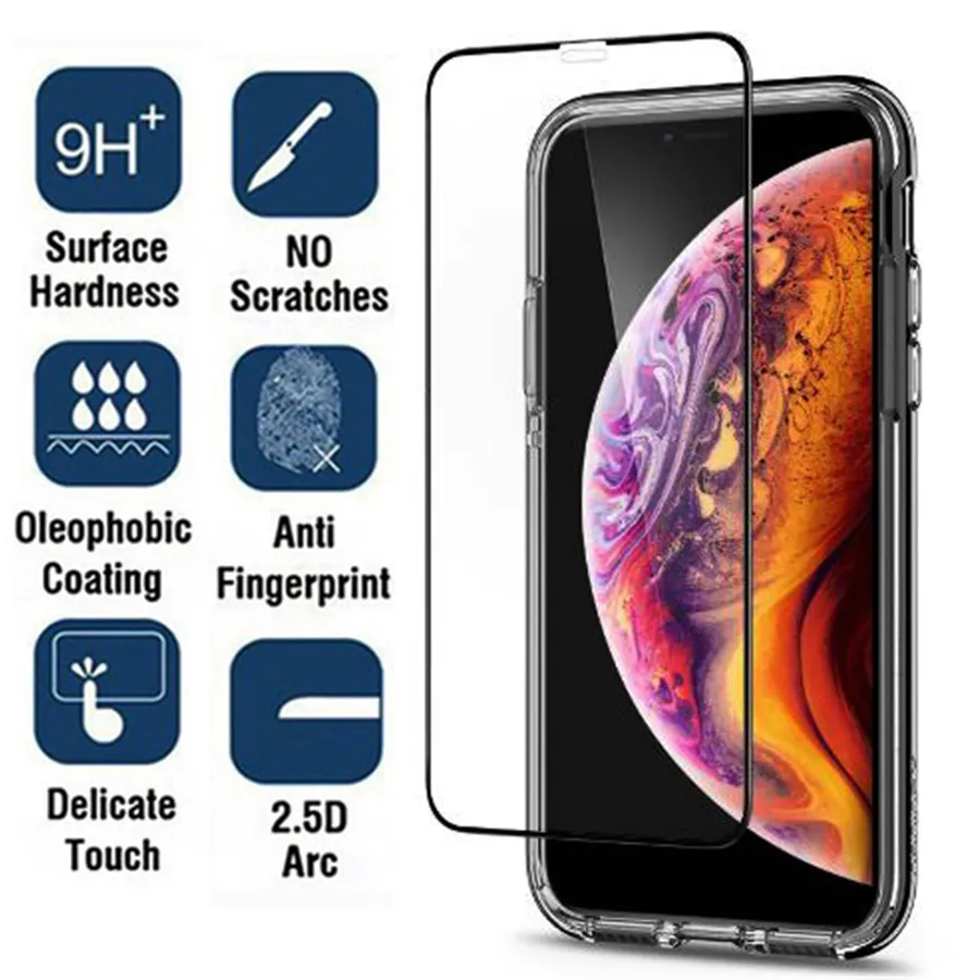 Защитное стекло с полным покрытием экрана для Iphone 12 Mini 11 Pro Max закаленное IPhone 7 6 6s 8