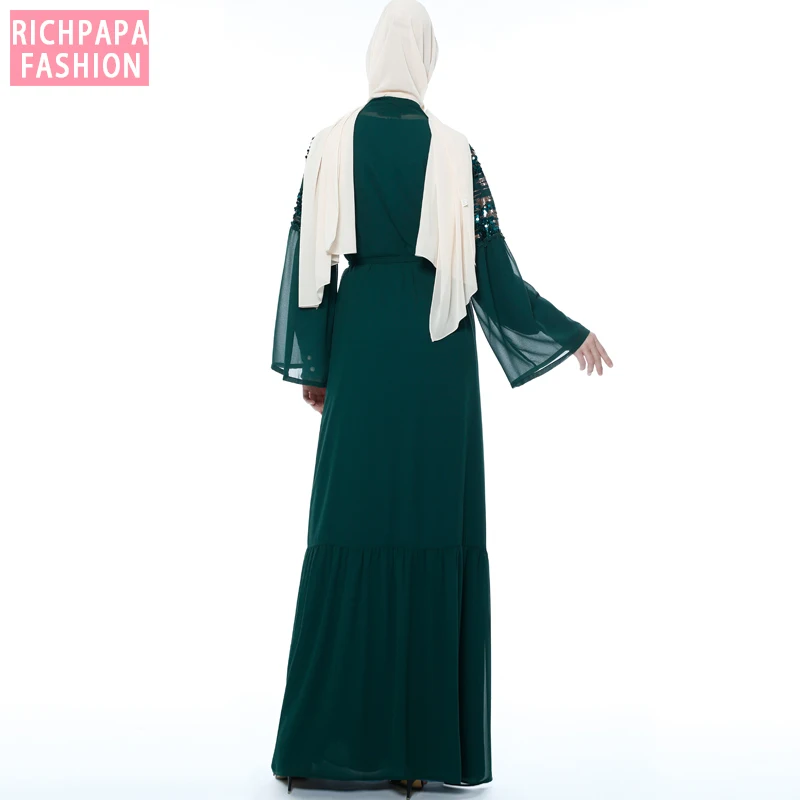 Sequin abaya кимоно Дубай мусульманский хиджаб платье Абая для женщин марокканский кафтан Турецкая молитва Исламская одежда халат Оман