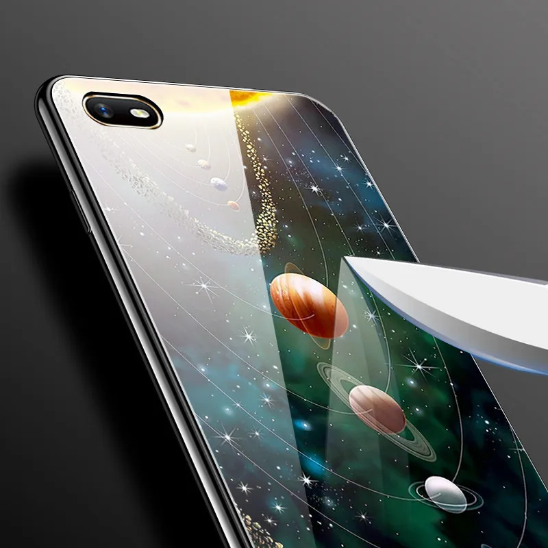 Для OPPO A1K чехол, стекло, твердая задняя крышка для OPPOA1K чехол A 1 K A1 K, Модный мягкий чехол для телефона, бампер Coque CPH1923 6,1 '', закаленное
